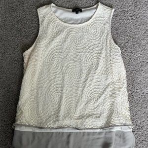 The Limited White & Grey Tank Top with Crochet Shell